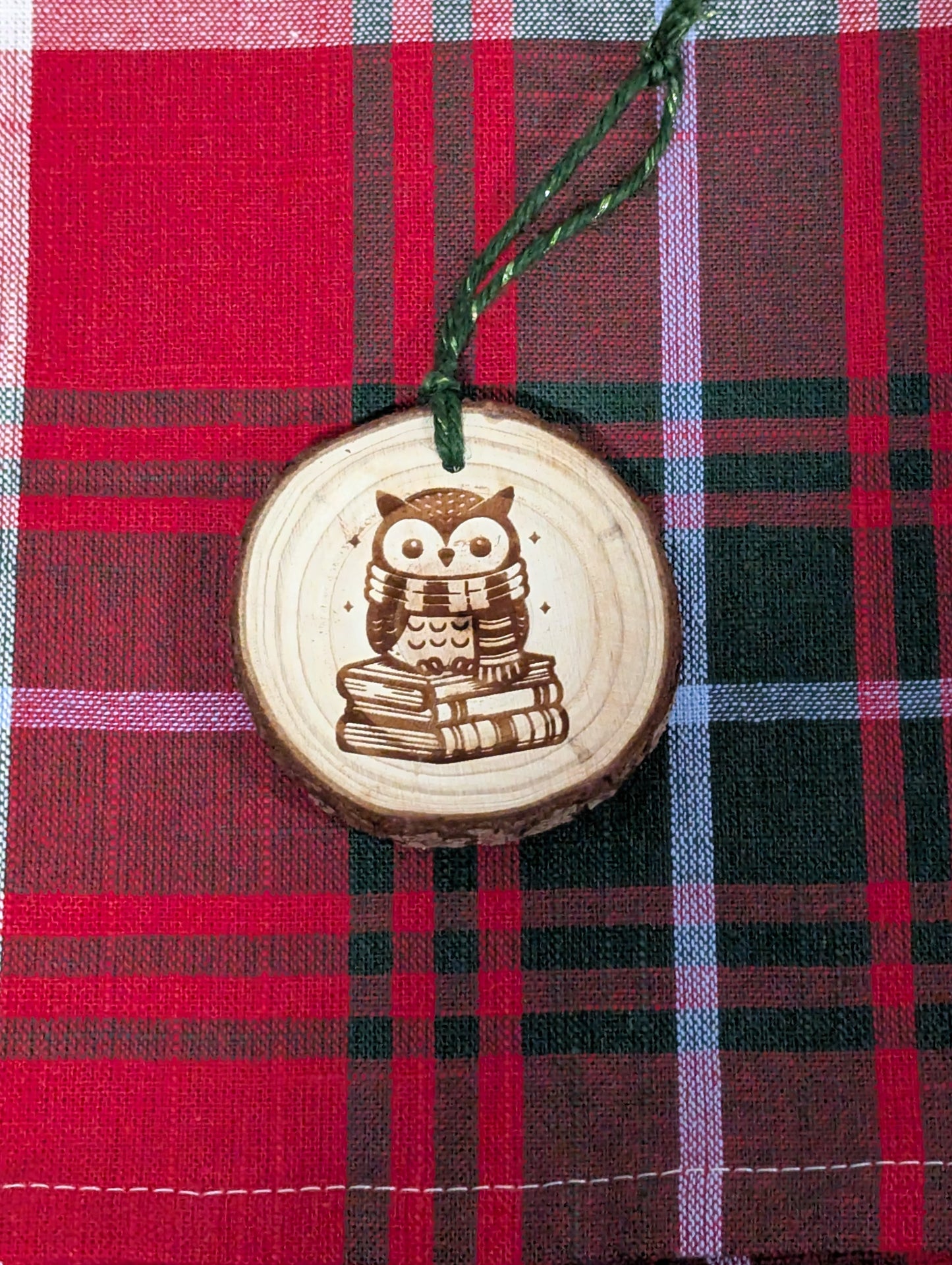 "Bookish Owl" Wooden Ornament