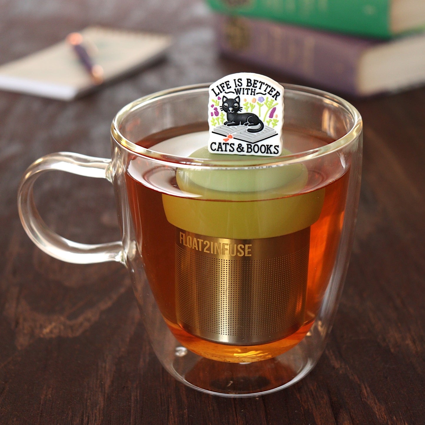 Floating Cats & Books Tea Infuser