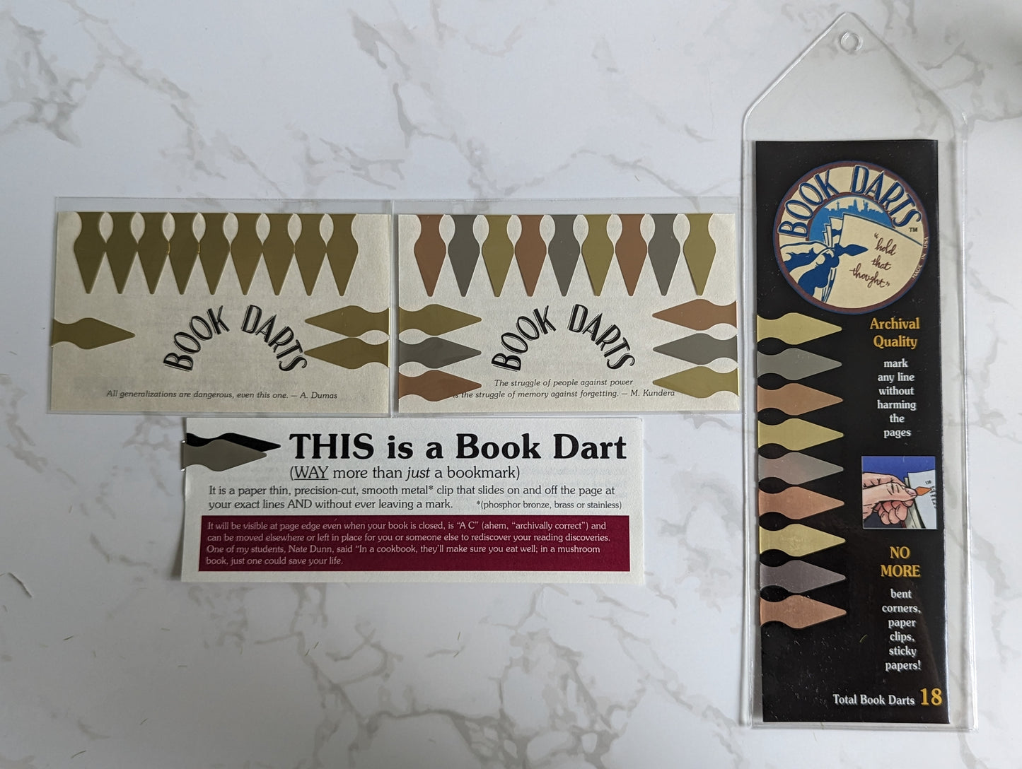 Packages of book darts.