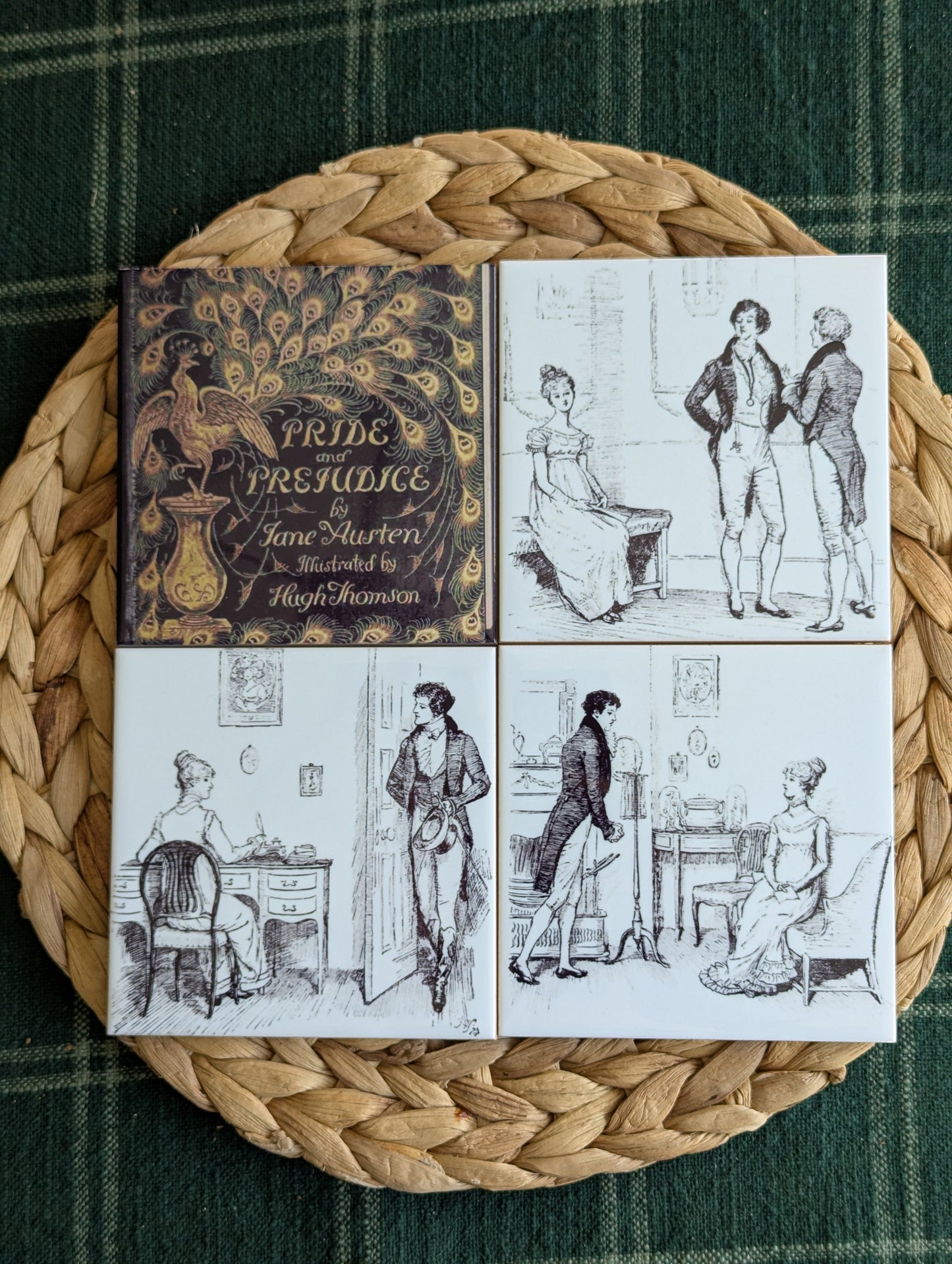 "Pride and Prejudice" Ceramic Coasters, Set of 4